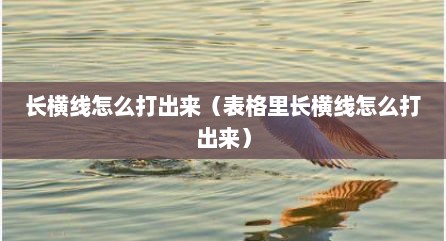 长横线怎么打出来（表格里长横线怎么打出来）