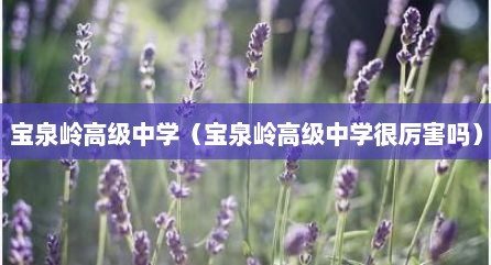 宝泉岭高级中学（宝泉岭高级中学很厉害吗）