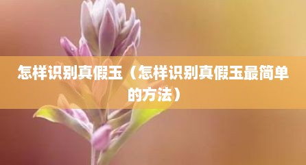 怎样识别真假玉（怎样识别真假玉最简单的方法）