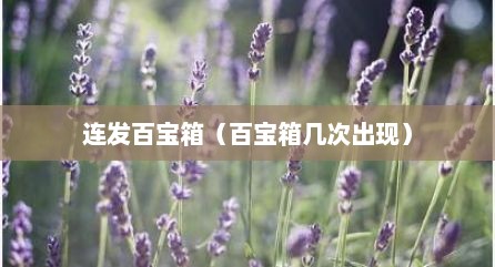 连发百宝箱（百宝箱几次出现）