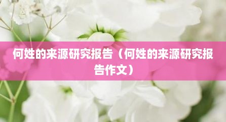 何姓的来源研究报告（何姓的来源研究报告作文）