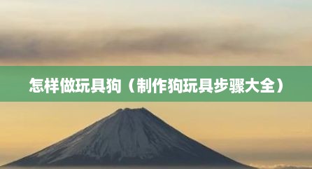 怎样做玩具狗（制作狗玩具步骤大全）