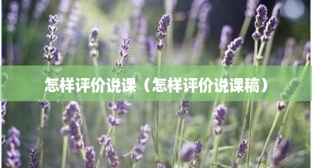 怎样评价说课（怎样评价说课稿）