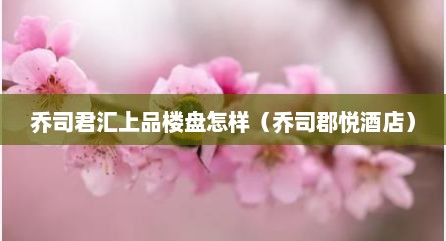 乔司君汇上品楼盘怎样（乔司郡悦酒店）