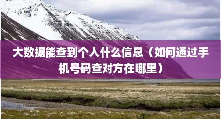 大数据能查到个人什么信息（如何通过手机号码查对方在哪里）