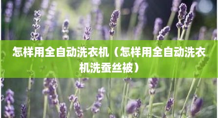 怎样用全自动洗衣机（怎样用全自动洗衣机洗蚕丝被）