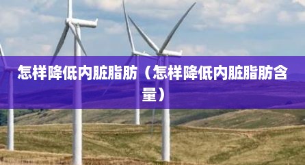 怎样降低内脏脂肪（怎样降低内脏脂肪含量）