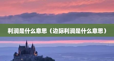 利润是什么意思（边际利润是什么意思）
