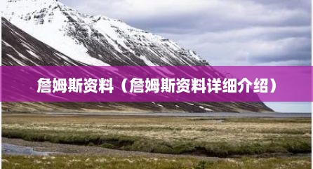 詹姆斯资料（詹姆斯资料详细介绍）