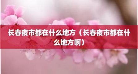长春夜市都在什么地方（长春夜市都在什么地方啊）