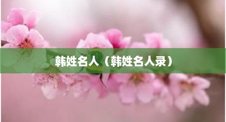韩姓名人（韩姓名人录）
