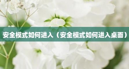 安全模式如何进入（安全模式如何进入桌面）