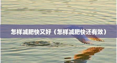 怎样减肥快又好（怎样减肥快还有效）