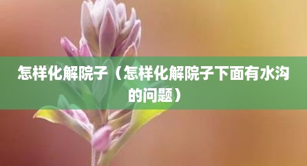 怎样化解院子（怎样化解院子下面有水沟的问题）