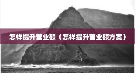 怎样提升营业额（怎样提升营业额方案）