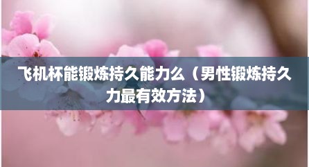飞机杯能锻炼持久能力么（男性锻炼持久力最有效方法）