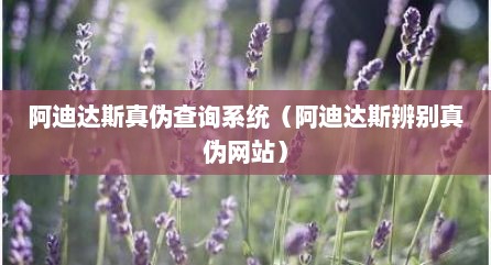 阿迪达斯真伪查询系统（阿迪达斯辨别真伪网站）