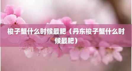 梭子蟹什么时候最肥（丹东梭子蟹什么时候最肥）