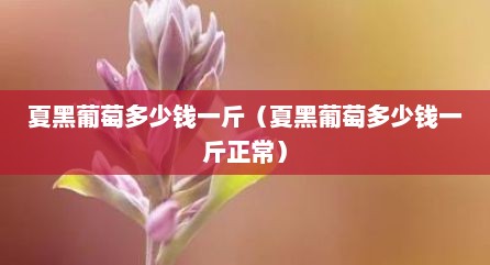 夏黑葡萄多少钱一斤（夏黑葡萄多少钱一斤正常）