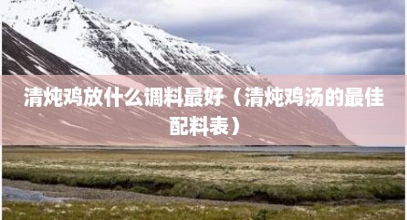清炖鸡放什么调料最好（清炖鸡汤的最佳配料表）