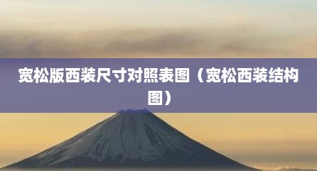 宽松版西装尺寸对照表图（宽松西装结构图）