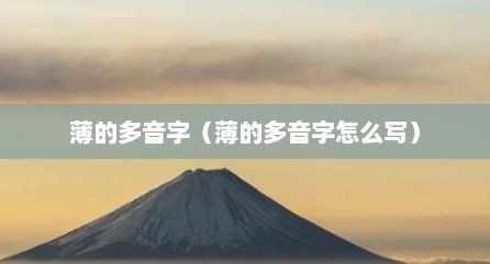 薄的多音字（薄的多音字怎么写）