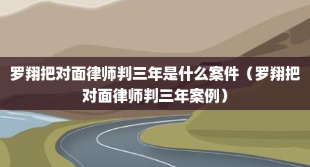 罗翔把对面律师判三年是什么案件（罗翔把对面律师判三年案例）