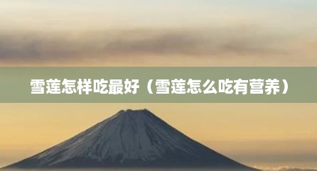 雪莲怎样吃最好（雪莲怎么吃有营养）
