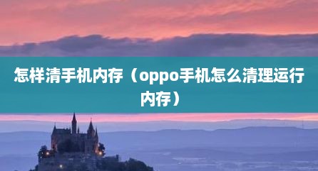 怎样清手机内存（oppo手机怎么清理运行内存）