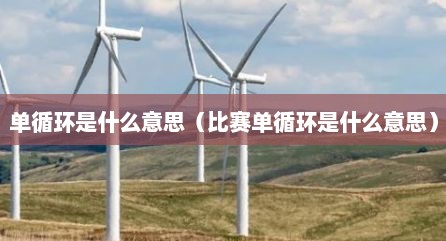 单循环是什么意思（比赛单循环是什么意思）