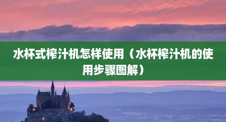 水杯式榨汁机怎样使用（水杯榨汁机的使用步骤图解）