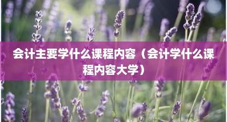 会计主要学什么课程内容（会计学什么课程内容大学）