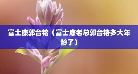 富士康郭台铭（富士康老总郭台铬多大年龄了）