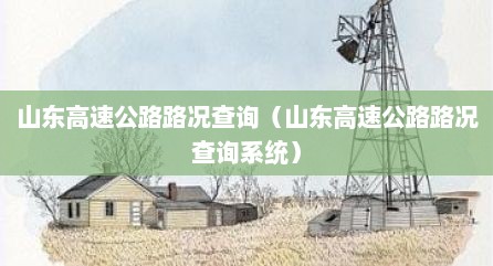 山东高速公路路况查询（山东高速公路路况查询系统）