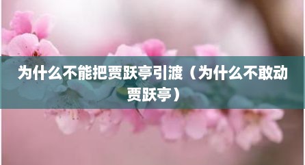 为什么不能把贾跃亭引渡（为什么不敢动贾跃亭）