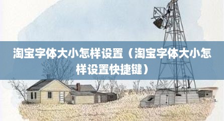 淘宝字体大小怎样设置（淘宝字体大小怎样设置快捷键）