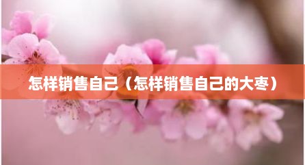 怎样销售自己（怎样销售自己的大枣）