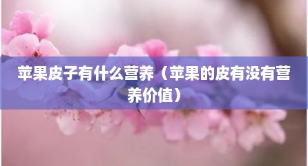 苹果皮子有什么营养（苹果的皮有没有营养价值）