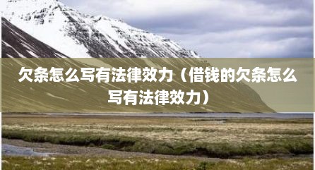 欠条怎么写有法律效力（借钱的欠条怎么写有法律效力）