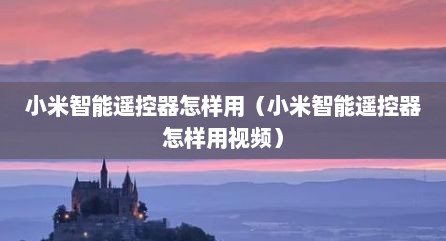 小米智能遥控器怎样用（小米智能遥控器怎样用视频）