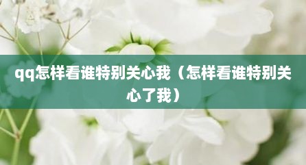 qq怎样看谁特别关心我（怎样看谁特别关心了我）