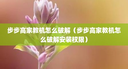 步步高家教机怎么破解（步步高家教机怎么破解安装权限）