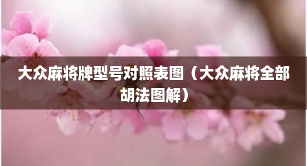 大众麻将牌型号对照表图（大众麻将全部胡法图解）