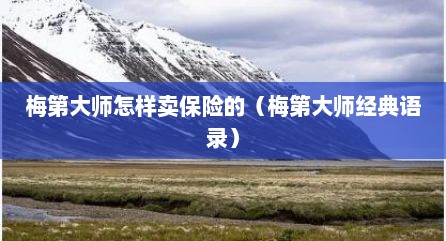 梅第大师怎样卖保险的（梅第大师经典语录）