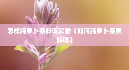 怎样腌萝卜条好吃又脆（如何腌萝卜条更好吃）