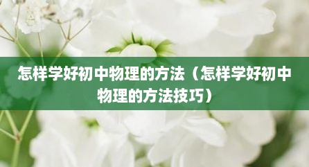 怎样学好初中物理的方法（怎样学好初中物理的方法技巧）