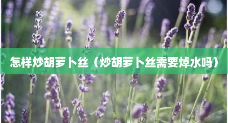 怎样炒胡萝卜丝（炒胡萝卜丝需要焯水吗）