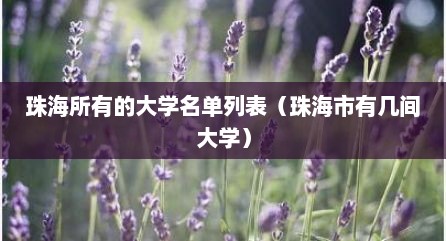 珠海所有的大学名单列表（珠海市有几间大学）