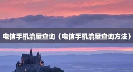 电信手机流量查询（电信手机流量查询方法）