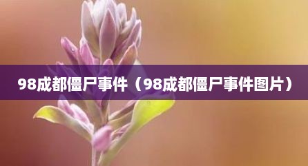 98成都僵尸事件（98成都僵尸事件图片）